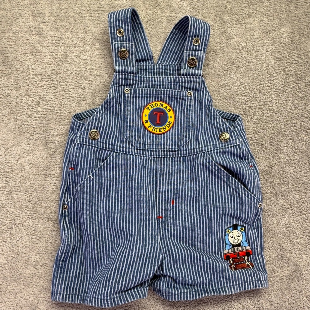 Kids Thomas the Tank Engine Overalls Blue Stripe‎ Denim 9M